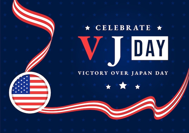 VJ Victory Over Japan Day Celebre la ilustración vectorial con el fondo de la bandera de los Estados Unidos