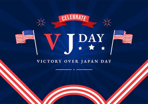 Vector vj victory over japan day celebre la ilustración vectorial con el fondo de la bandera de los estados unidos