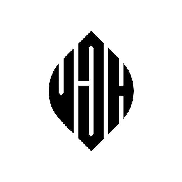 VJH diseño de logotipo de letras circulares con forma de círculo y elipse VJH letras elípticas con estilo tipográfico Las tres iniciales forman un logotipo de círculo VJH emblema de círculo Monograma abstracto letra marca vector