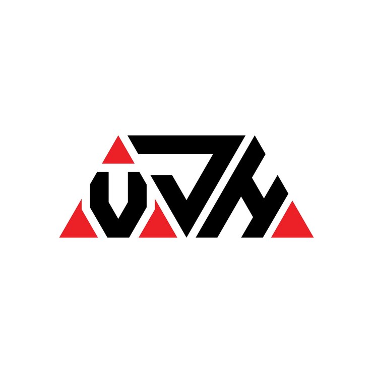 Vector vjh triángulo letra diseño de logotipo con forma de triángulo vjh logotipo triángulo diseño monograma vjh modelo de logotipo vectorial triángulo con color rojo logotipo triangular vjh sencillo elegante y lujoso logotipo vjh