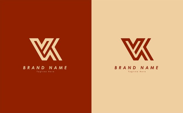 VK elegante diseño de logotipo vectorial con color rojo y amarillo claro