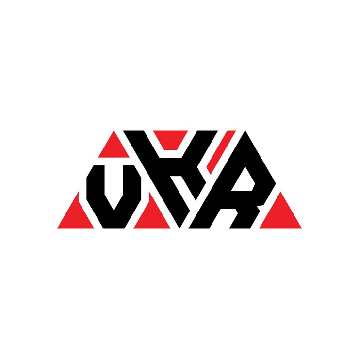 Vector vkr triángulo diseño de la letra del logotipo con forma de triángulo vkr diseño del logotipo del triángulo monograma vkr modelo de logotipo vectorial triángulo con color rojo vkr logotipo triangular sencillo elegante y lujoso logotipo vkr