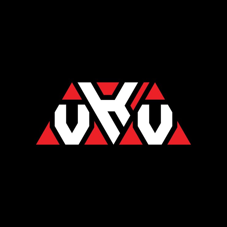 Vector vkv triángulo letra diseño de logotipo con forma de triángulo vkv logotipo triángulo diseño monograma vkv vector triángulo logotipo plantilla con color rojo logotipo triangular vkv sencillo elegante y lujoso logotipo vkv