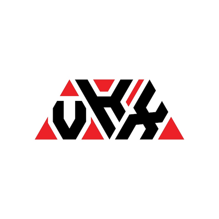 Vector vkx triángulo diseño de la letra del logotipo con forma de triángulo vkx diseño del logotipo del triángulo monograma vkx vector triángulo logotipo plantilla con color rojo vkx logotipo triangular sencillo elegante y lujoso logotipo vkx