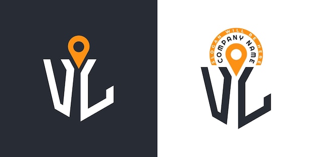 VL Lugar Logo Bundle Carta VL Logo Iconos de doble vector para el reclutamiento y la navegación