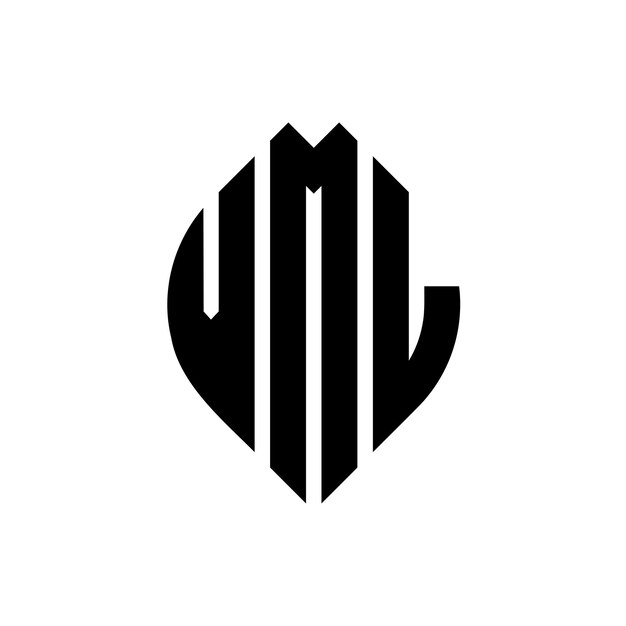 VML diseño de logotipo de letra de círculo con forma de círculo y elipse VML letras de elipse con estilo tipográfico Las tres iniciales forman un logotipo de círculo VML círculo emblema monograma abstracto letra marca vector
