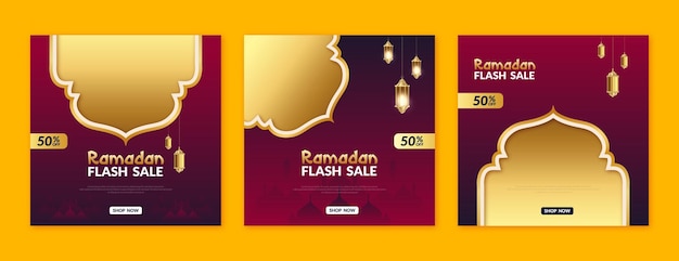 Voctor Ramadan kareem diseño de post de venta flash con ilustración vectorial de linterna