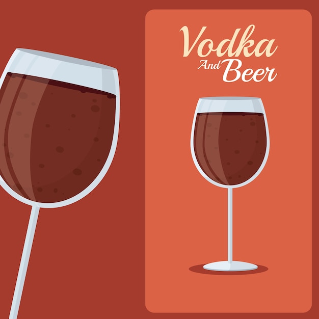 El vodka y las tazas de cristal de cerveza vector el diseño gráfico del ejemplo