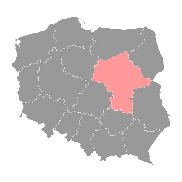 Voivodato de Mazovia mapa provincia de Polonia ilustración vectorial