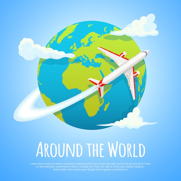 Volando alrededor del mundo. viajar al mundo. viaje. concepto turismo y | Vector Premium