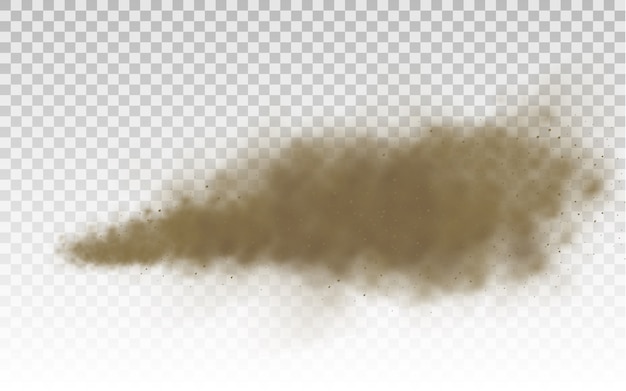 Volando arena. Nube de polvo Marrón nube de polvo o arena seca volando con una ráfaga de viento, tormenta de arena. Textura realista de humo marrón