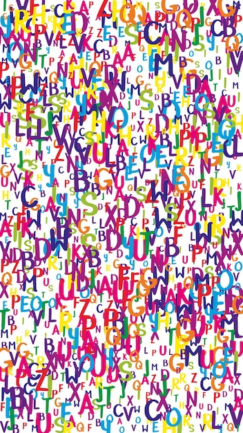 Volando letras latinas Colorido infantil disperso