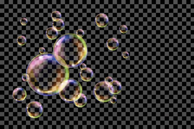 Volando pompas de jabón transparentes