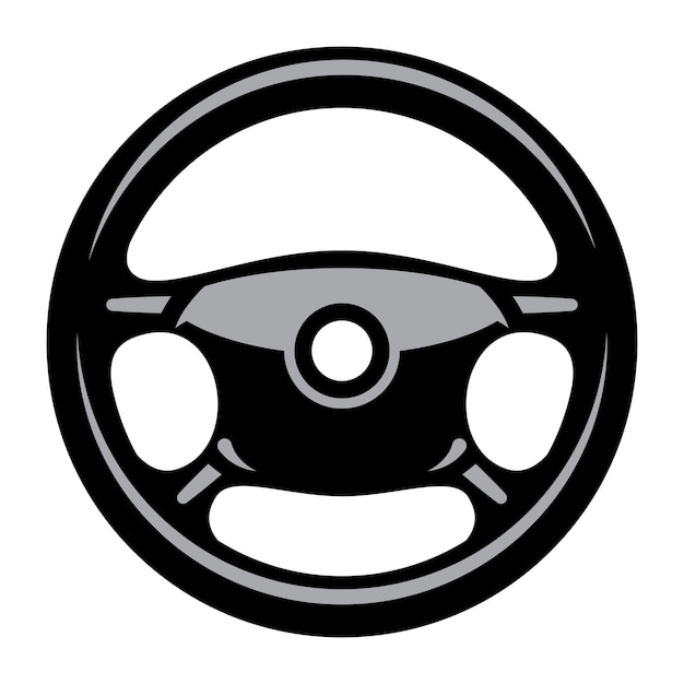 Volante de automóvil con tinte gris estilizado para su uso como plantilla de diseño Imagen vectorial de colores