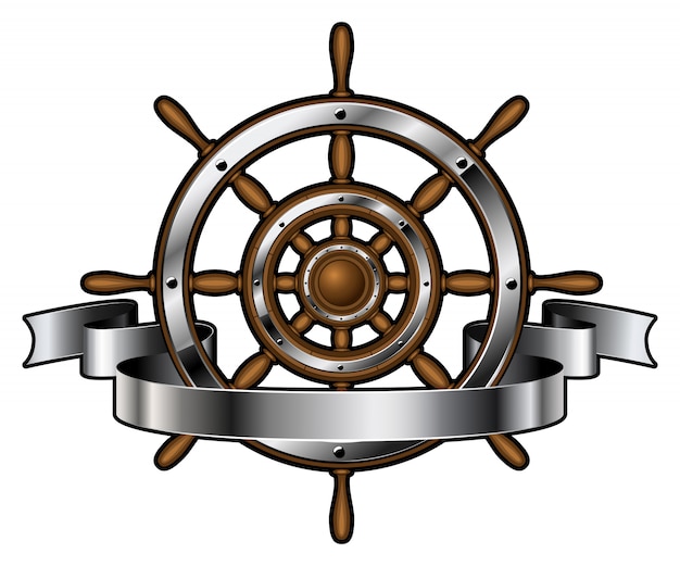 Volante del barco con estandarte