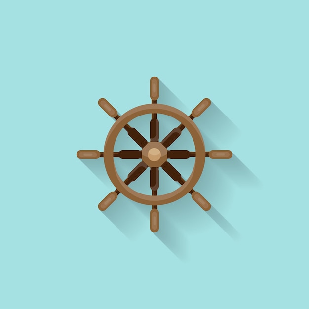 Volante de barco en un estilo plano viaje de vela vela vacaciones en el mar ilustración vectorial