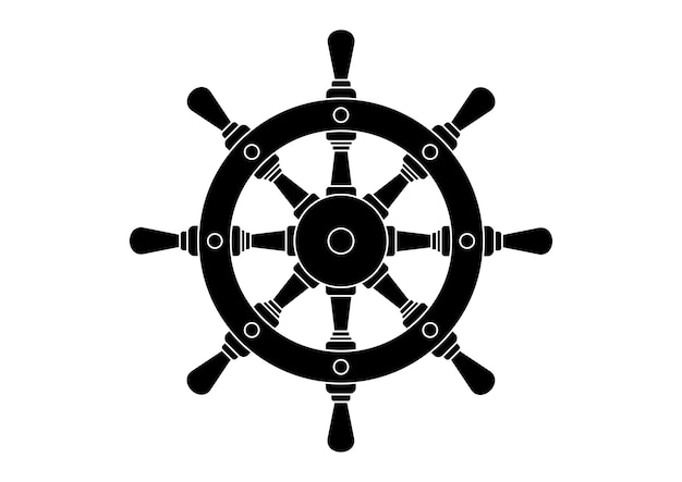 Volante de barco silueta vector diseño plano aislado sobre fondo blanco volante de barco blanco y negro
