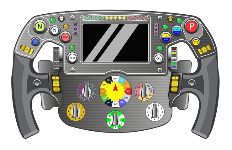 Vector el volante de un coche de carreras