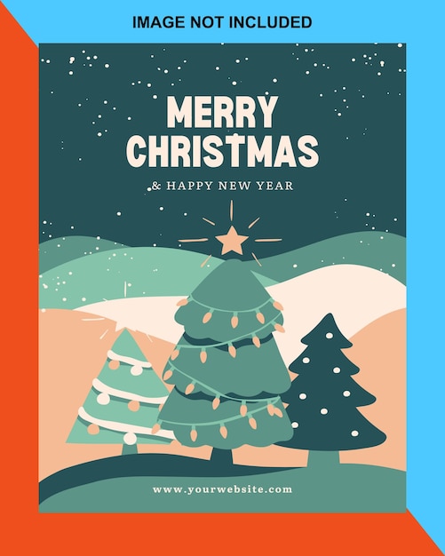 Volante de saludos de Navidad ilustrado de color beige verde