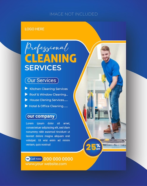 Volante de servicios de limpieza profesionales