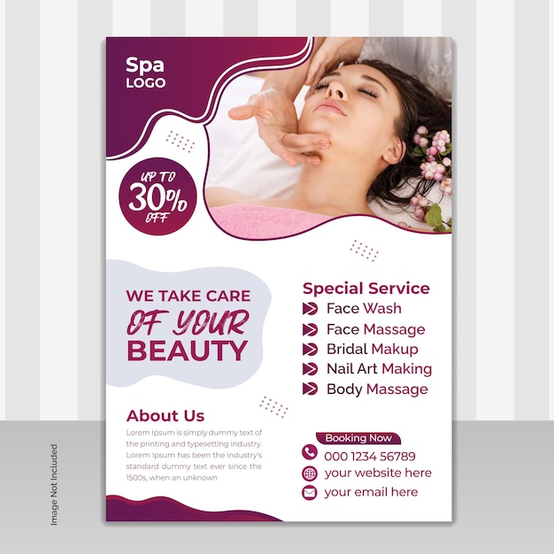 Volante de tratamiento de spa de belleza relajante para publicación en redes sociales o plantilla de impresión