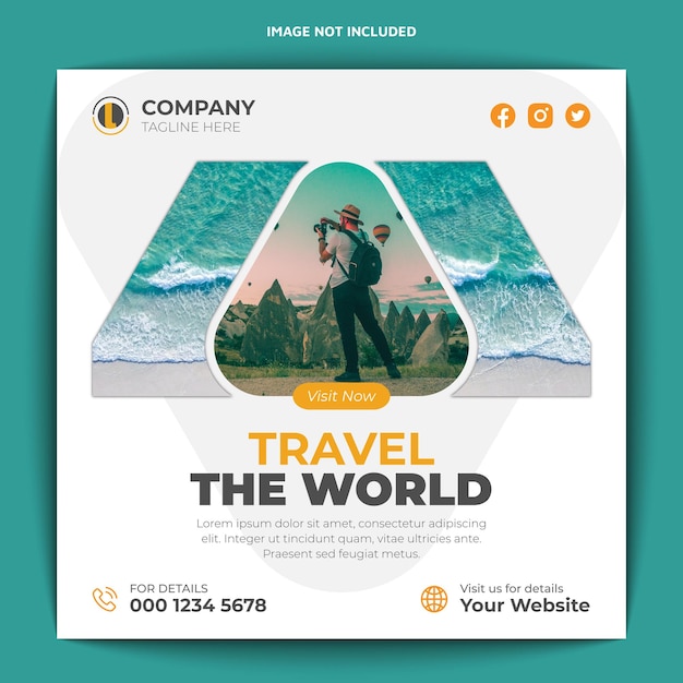 Un volante para viajar por el mundo con un hombre con sombrero.