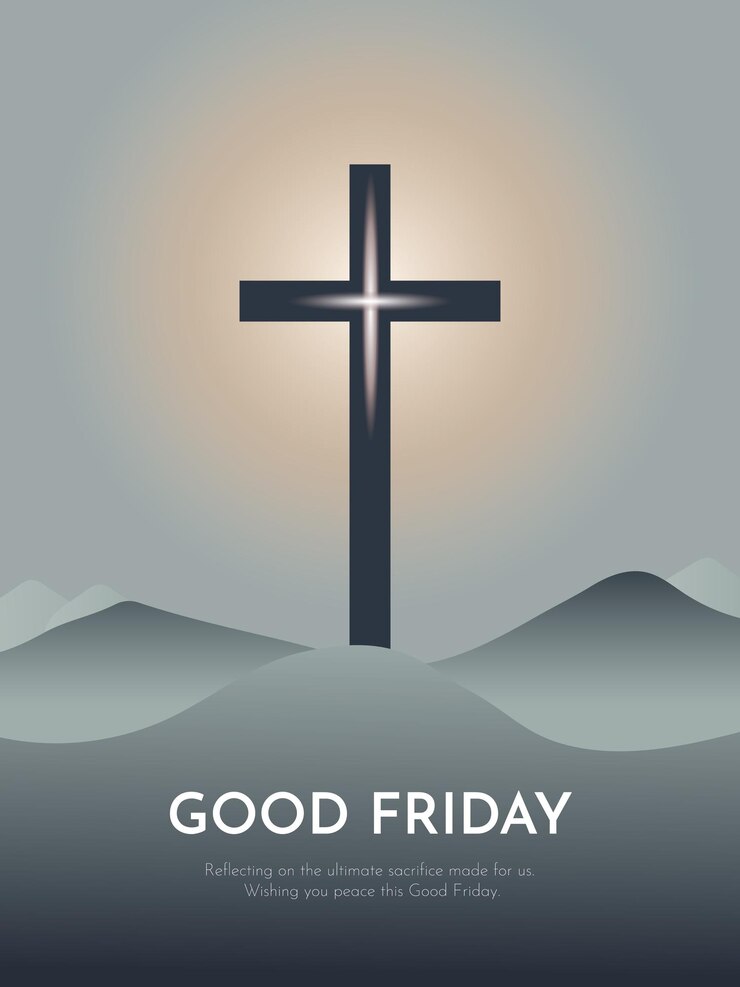 Vector un volante para el viernes santo con una montaña en el fondo