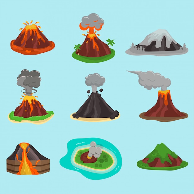 Volcán en azul