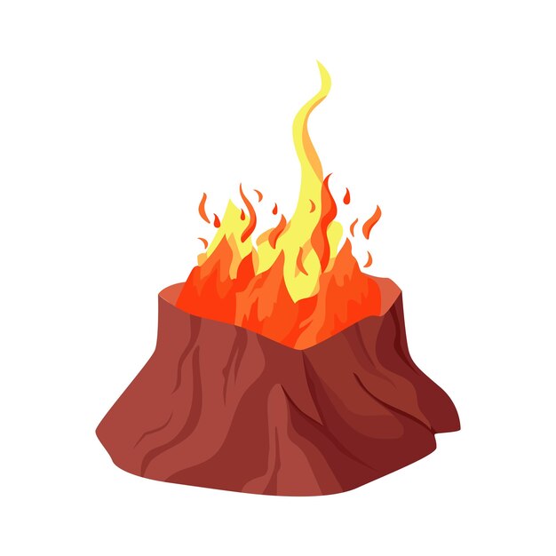 El volcán de conjunto colorido Los colores vibrantes y el diseño animado de la ilustración de la roca del volcán