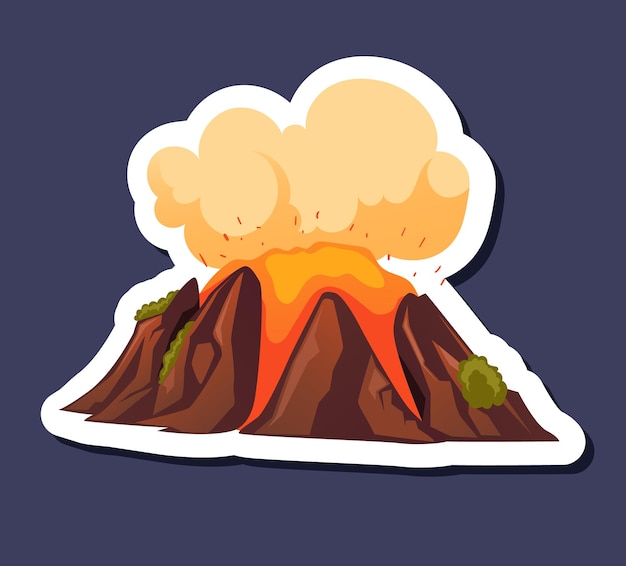 Volcán fuego montaña cielo naturaleza pegatinas conjunto aislado diseño gráfico ilustración