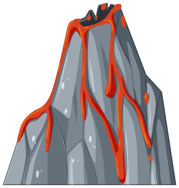 Vector volcán de montaña de piedra en estilo de dibujos animados