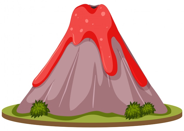 Vector un volcán sobre fondo blanco