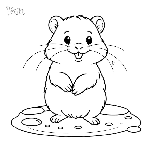 Vector vole página de colorear dibujada a mano y diseño vectorial de contorno