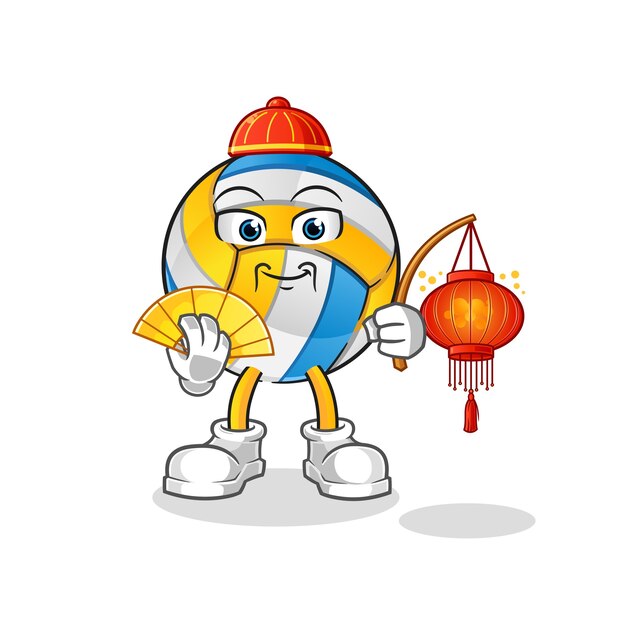 Voleibol chino con ilustración de linternas