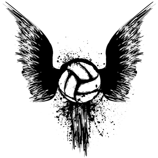 Voleibol grunge con alas