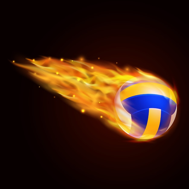 Voleibol con ilustración de efecto de fuego