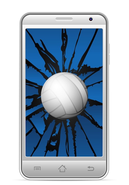 Voleibol de teléfono inteligente agrietado