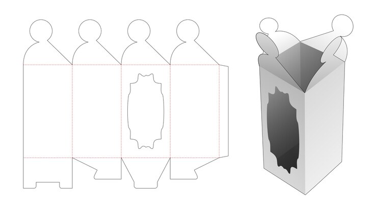 Vector voltear caja alta con plantilla troquelada de ventana