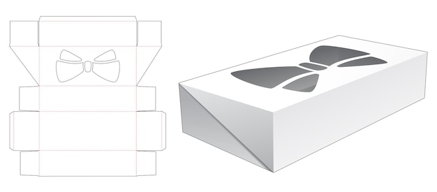 Vector voltear caja de hojalata con plantilla de troquelado de plantilla de arco