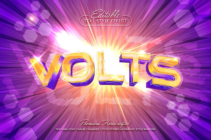 Vector volts estilo gráfico de efecto de texto vectorial 3d título y plantilla de título vectorial editable