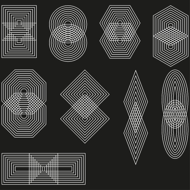 Volumen de líneas de formas Dibujo de croquis Forma geométrica Ilustración vectorial
