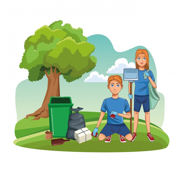 Voluntarios de limpieza del parque