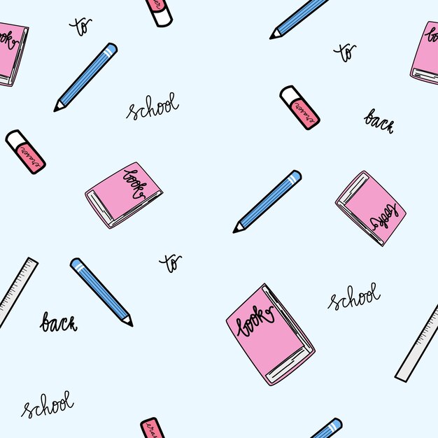 Volver al patrón de repetición de la escuela. ilustración vectorial plantilla textil sin costuras