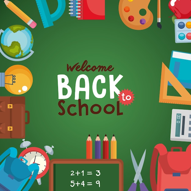 volver a la escuela establecer iconos vector ilustración diseño