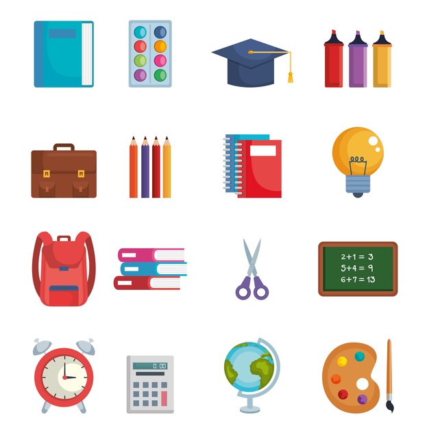 volver a la escuela establecer iconos vector ilustración diseño