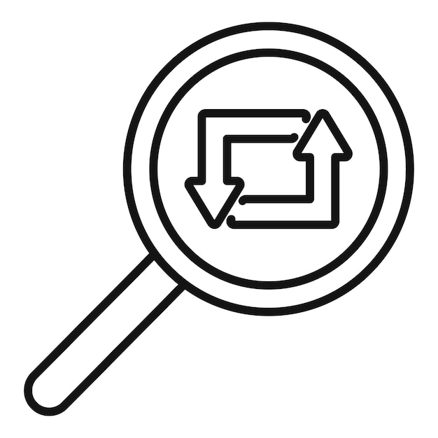 Volver a publicar el icono de lupa vector de contorno Volver a publicar el documento de datos del gráfico