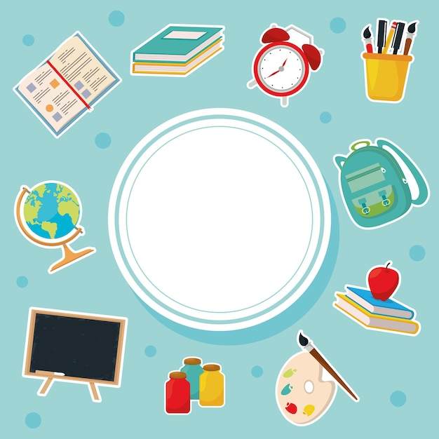 Volver a útiles escolares alrededor