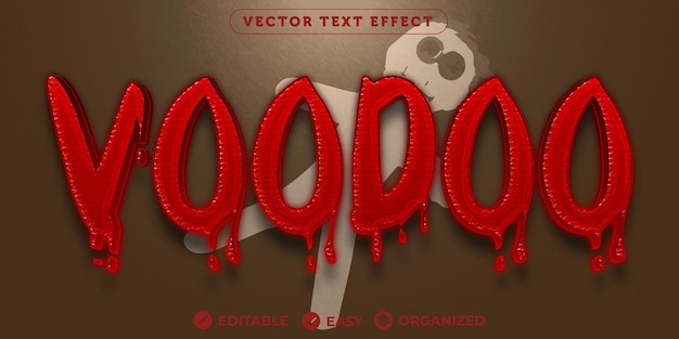 Vector voodoo text effectefecto de texto de fuente totalmente editable