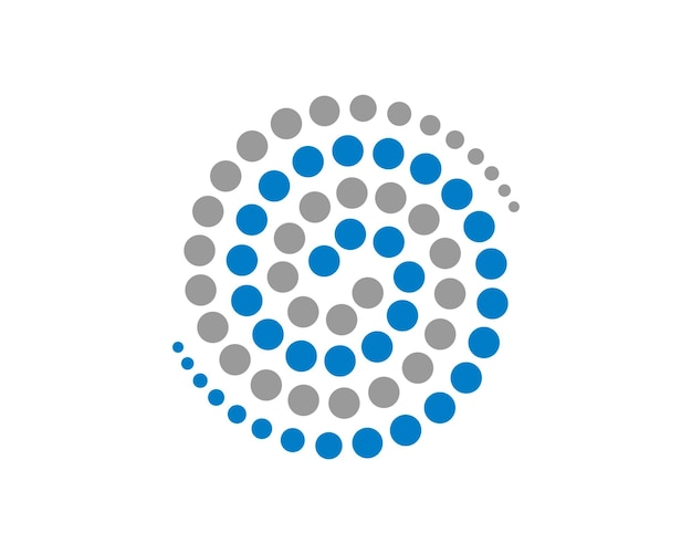 Vórtice de puntos con colores azul y gris.
