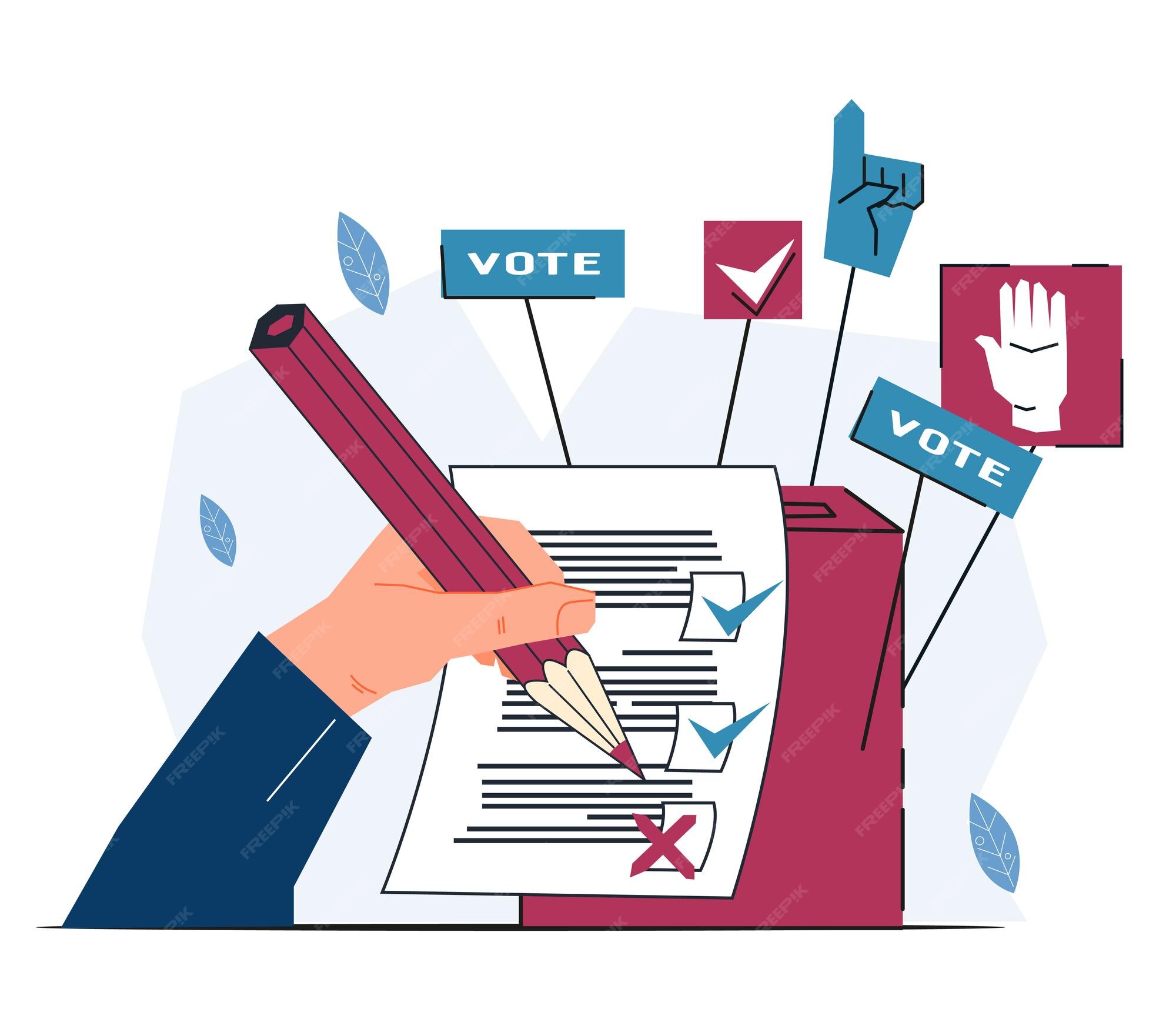 Votación electoral y encuesta de opinión pública la mano llena el
